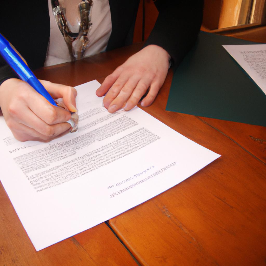 Person signing lease agreement contract